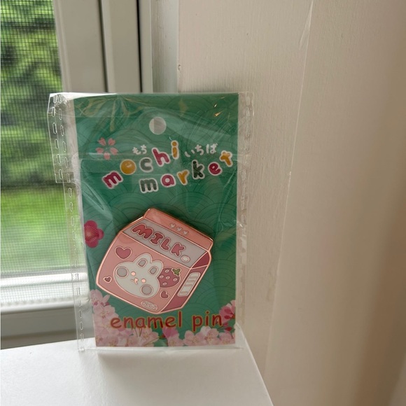 NWT Bunny Strawberry Milk Carton Enamel Pin mochi market - Picture 1 of 1